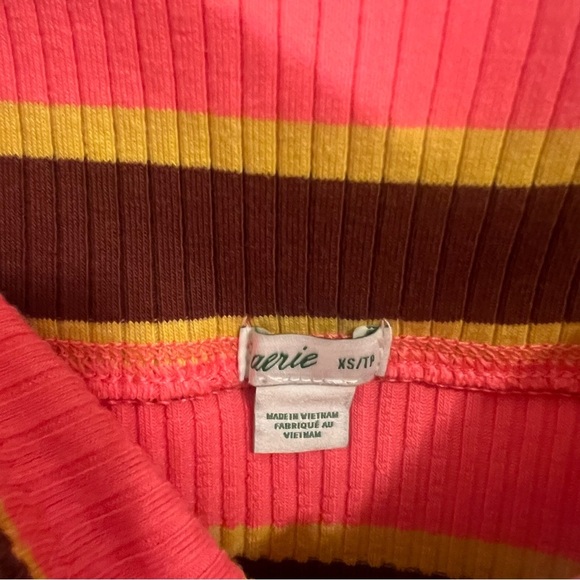 Aerie Striped Midi Pencil Skirt Ribbed Pink Side Slit Summer Funky Retro, XS - Picture 5 of 7